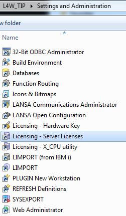 Select Server Licenses from the Settings and Administration folder